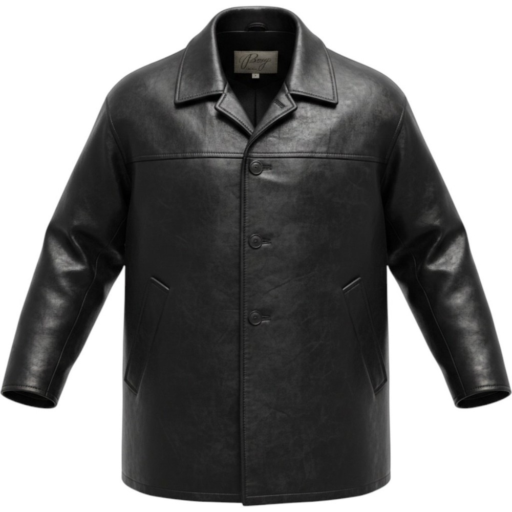 Vintage Remy Leather Jacket Mens XL Black Button Car Coat Made in USA Soft Lamb